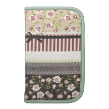 Elegante Girly weiße Spitze und rosa Rosen Mappe
