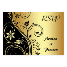 Elegante GoldBlume Scrollwork UAWG Hochzeits-Karte Visitenkartenvorlagen