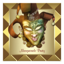 Elegante Goldmasken-rotes Maskerade-Party Personalisierte Einladungskarten