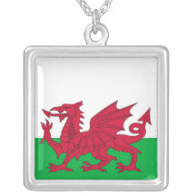 Elegante Halskette mit Flagge von Wales
