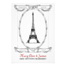 Elegante Hochzeits-Vintage Paris-Postkarte Einladungen