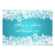 Elegante Hochzeits-Winter-Schneeflocken blau Personalisierte Einladungskarten