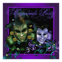 Elegante lila Maskerade-Party Einladungen