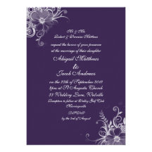 Elegante lila und weiße Blumen-Hochzeits-Einladung