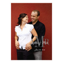 Elegante Monogramm-Foto-Hochzeits-Einladungs-Rücks