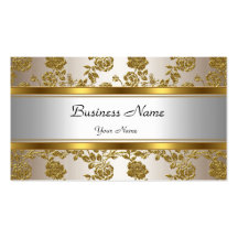 Elegante noble Goldcreme mit Blumen Visitenkartenvorlage