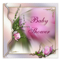 Elegante rosa Magnolien-Schein-Babyparty Individuelle Einladungskarte