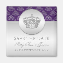 Elegante Save the Date königliche Krone lila Magnets