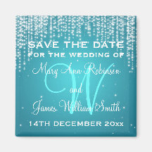 Elegante Save the Date Nacht blenden Blau Magnete