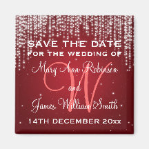 Elegante Save the Date Nacht blenden Rot Magnete
