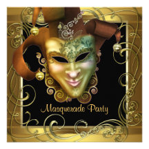 Elegante schwarze Goldmaskerade-Party Einladungen