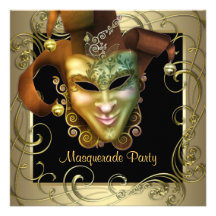 Elegante schwarze Goldmaskerade-Party Einladungen