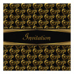 Elegante schwarze Strudel-GoldParty Einladung