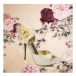Elegante Vintage Brautparty-mit Blumeneinladung