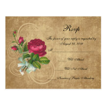 Elegante Vintage Rose, Magenta/Brown Postkarten