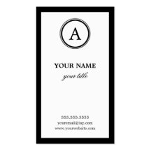 Elegante weiße und schwarze Monogramm-Visitenkarte