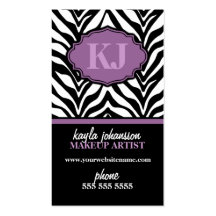 Elegante Zebra-Druck-Monogramm-Visitenkarten