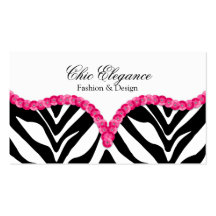Elegante Zebra-Druck-u. Paillette-Blick-Visitenkar