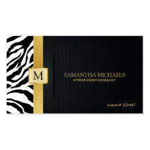 Elegante Zebra-Streifen mit Schwarzem und Gold Visitenkarte