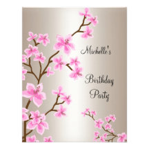 Eleganter beige rosa Blumensahnegeburtstag Personalisierte Ankündigungskarten