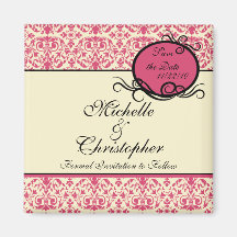 Eleganter Damast-Save the Date Magnet Kühlschrankmagnete