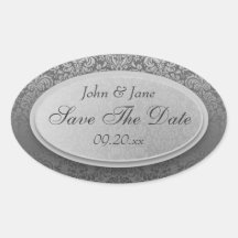 Eleganter Damast "Save the Date " Sticker