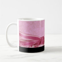 Eleganter rosa und schwarzer Hochzeits-Damast-Bech Tassen