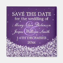 Eleganter Save the Date Stern-Schein lila Magnete