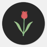 Eleganter Tulpe-Entwurf auf Schwarzem Runder Sticker