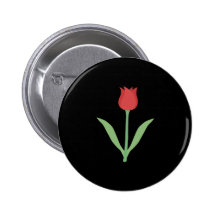 Eleganter Tulpe-Entwurf auf Schwarzem Buttons