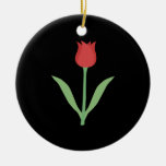 Eleganter Tulpe-Entwurf auf Schwarzem Weihnachtsornament