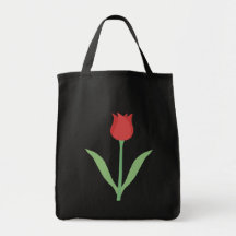 Eleganter Tulpe-Entwurf auf Schwarzem Einkaufstasche