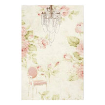 Eleganter Vintager französischer rosa Blumenleucht Bedrucktes Büropapier