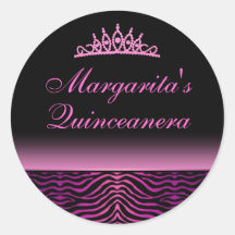 Eleganter Zebra-Druck Quinceanera Aufkleber