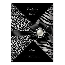 Eleganter Zebra-Leopard-Schwarz-Silber-Bogen-Diama Visitenkartenvorlage