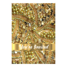 Elegantes bling Gold Individuelle Einladungskarte