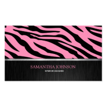 Elegantes Bubblegum rosa und schwarzer Zebra Visitenkartenvorlage