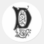 Elegantes dekoratives Monogramm D Runder Aufkleber