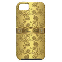 Elegantes, florales Gold-Damast-Muster iPhone 5 Etuis