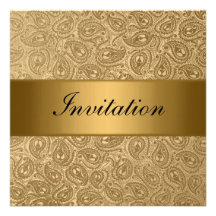 Elegantes Goldbronze-Paisley-Ereignis-Party Einladungen