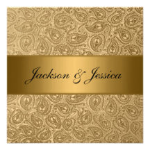 Elegantes Goldbronze-Paisley-Verlobungs-Party Ankündigung