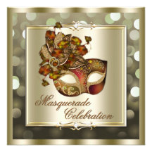 Elegantes Goldschimmernde Lichter Bokeh Maskerade Einladung