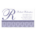 Elegantes lila lila Muster des Monogramm-R Visitenkarten Vorlage