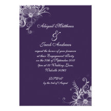 Elegantes lila und weißes Blumen-Verlobungs-Party Einladungskarte