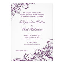Elegantes lila verziertes blühen Hochzeit Ankündigungskarte