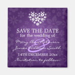 Elegantes Save the Date blumiges Herz lila Magnete