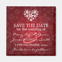 Elegantes Save the Date blumiges Herz-Rot Kühlschrankmagnet
