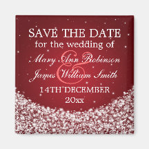 Elegantes Save the Date Stern-Schein-Rot Magnete