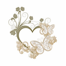Elegantes Schmetterlings-und Blumen-Herz Fotofigur