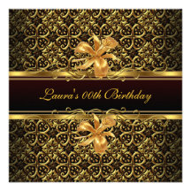 Elegantes schwarzes Goldgeburtstags-Party Individuelle Einladungen